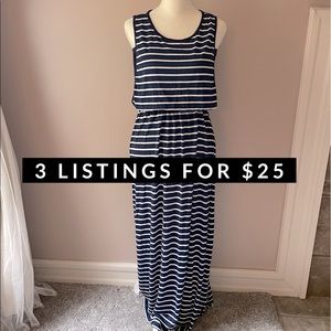 Navy & White Stripe Maxi Built-in Bra - size large